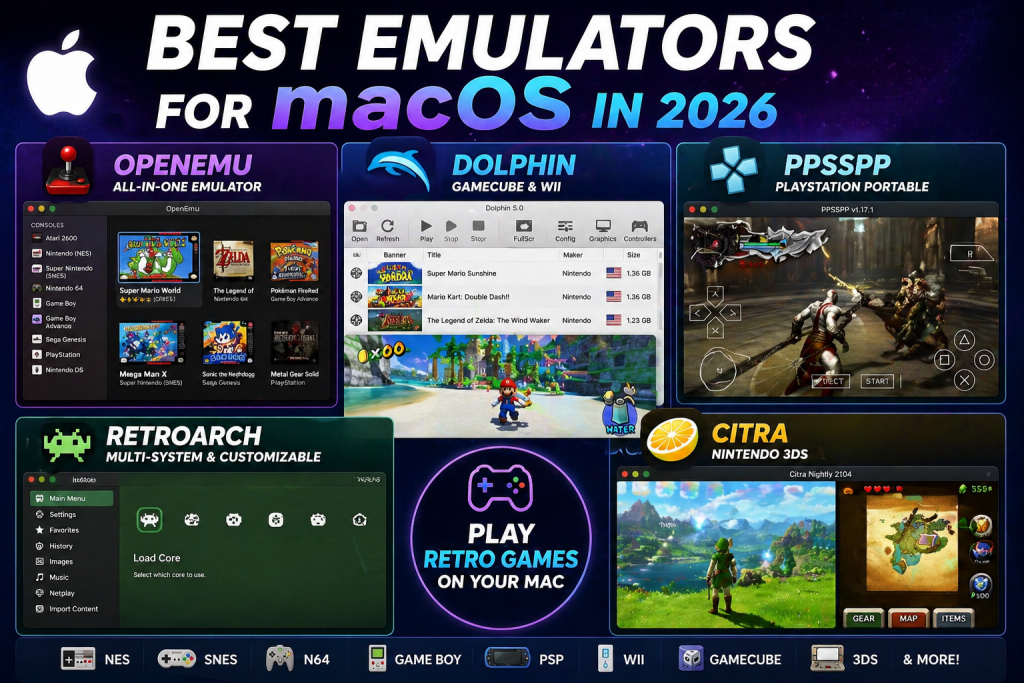Overview of the best emulators for macOS including OpenEmu Dolphin PPSSPP RetroArch and Citra