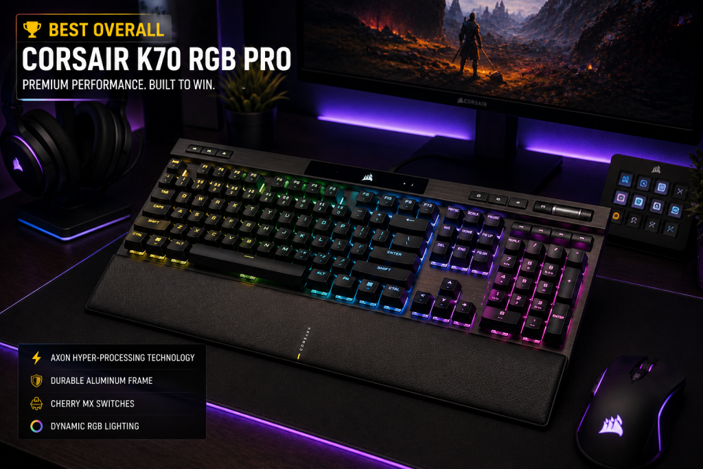 Corsair K70 RGB Pro mechanical gaming keyboard with RGB lighting