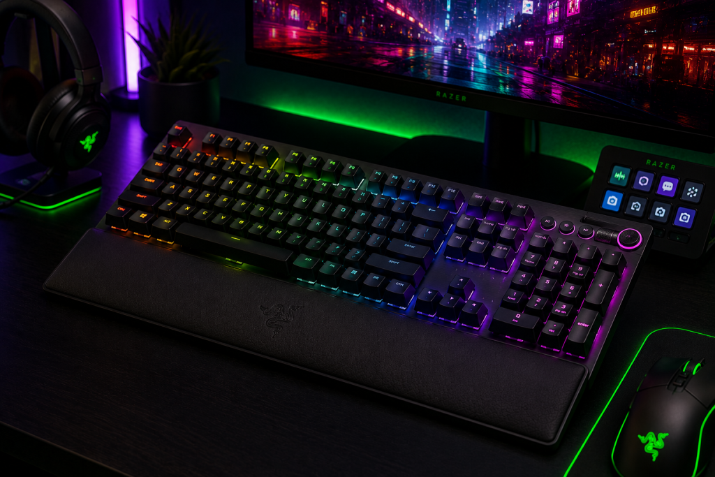 Razer BlackWidow V4 Pro RGB mechanical gaming keyboard setup